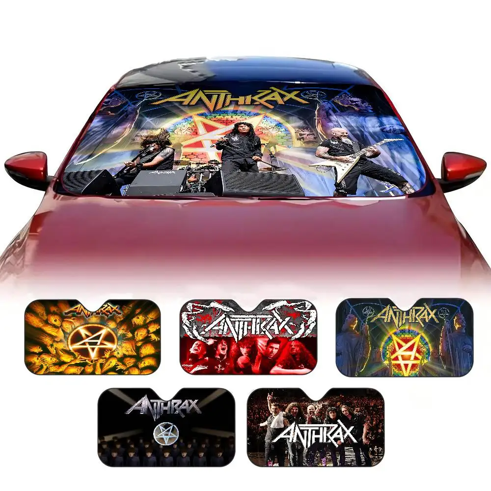 Thrash metal A-anthraxS rock band Car Windshield Funny Sun Shade Foldable UV Ray Sun Visor Protector Sunshade for Front Window