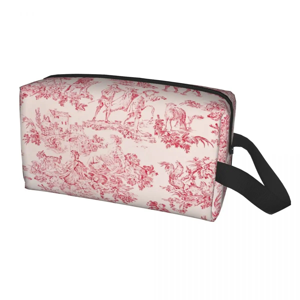 Kawaii Red And White Toile De Jouy Travel Toiletry Bag Women Makeup Cosmetic Organizer Beauty Storage Dopp Kit