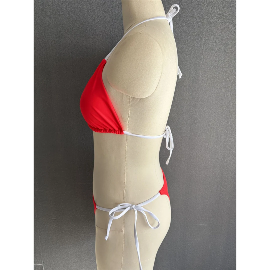 S - XL Sexy Neckholder-Bikini mit hohem Beinausschnitt, Damen-Badeanzug, zweiteiliges Bikini-Set, Badebekleidung, Badeanzug, Schwimmbekleidung V6244 – Detail 11