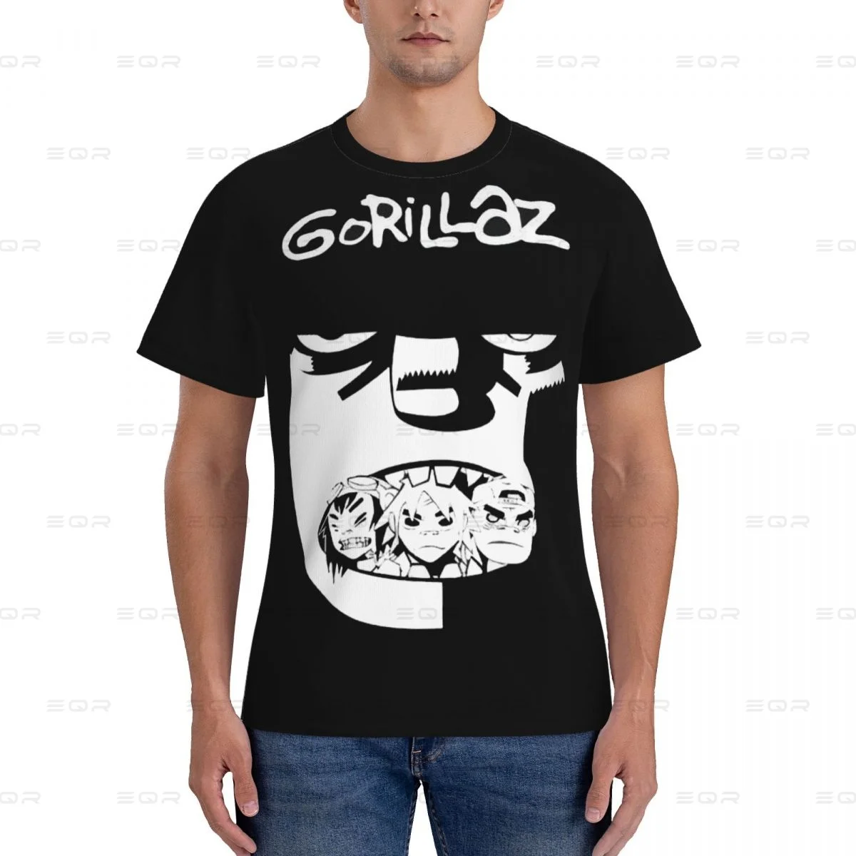 

Cool Music Band Gorillaz Skateboard Men's round neck T-shirt European and American style Novelty all the year round Gift