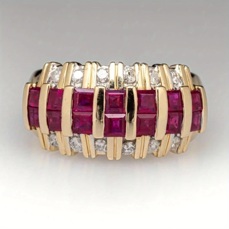 تصميم ريترو صغير مرصع بحلقة هندسية من الزركون، مجوهرات إكسسوارات حفلات العطلات العصرية المخصصة للنساء #2