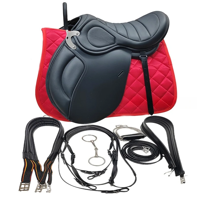 سرج التحمل الشامل بحزام بطن مزدوج مجموعة كاملة من ملحقات مدرب الحصان الكبير البريطاني لمسافات طويلة