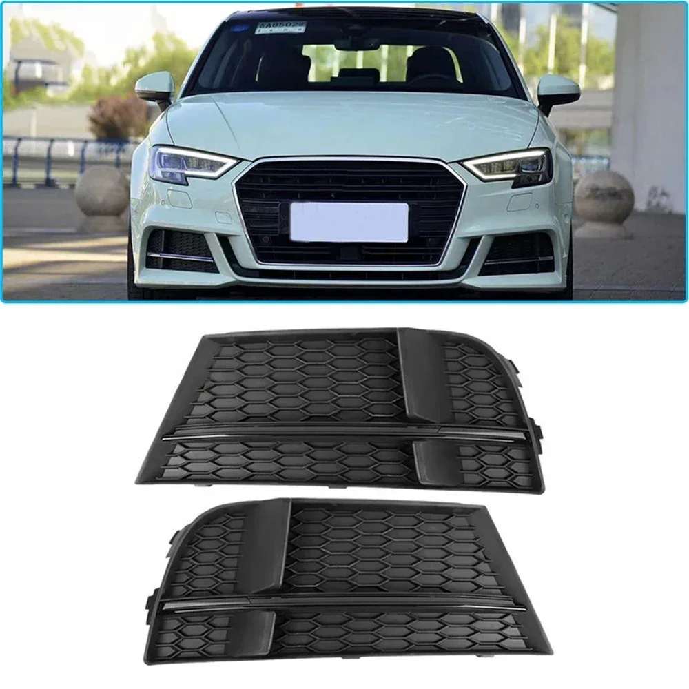 

1 Pair Front Bumper Fog Light Lamp Grille Cover Honeycomb Mesh Style For Audi A3 S Line S3 2017 2018 2019 2020 Car Accessories