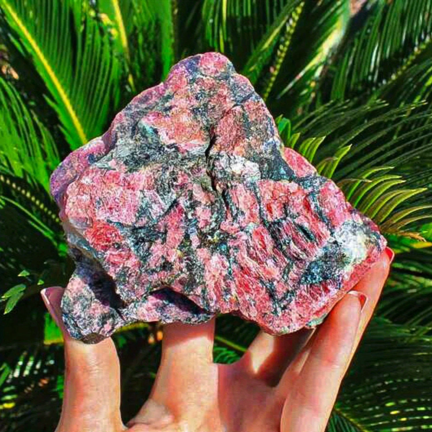 One random piece of high-quality natural red quartz and white transparent crystal symbiotic rough stone, red quartz heartstone