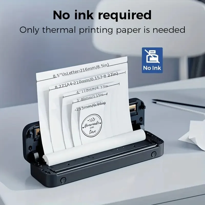 Marklife Mini Thermal Label Printer D210 Protable Bluetooth Inkless A4&Tattoo Paper Label Printer For Office Small Business