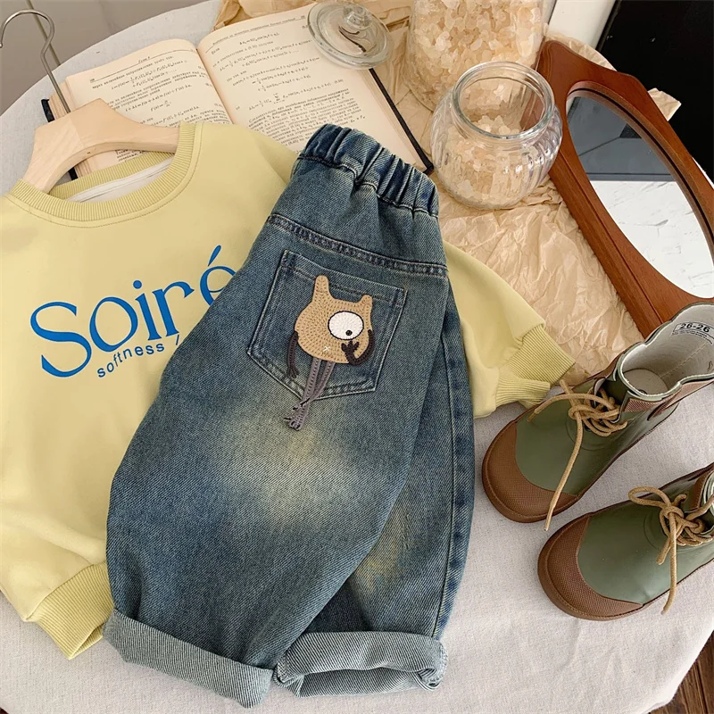 

Boys Jean Pants Long Trousers Denim 2024 Cute Spring Autumn Baby's Kids School Toddler Christmas Gift Children's Clothing