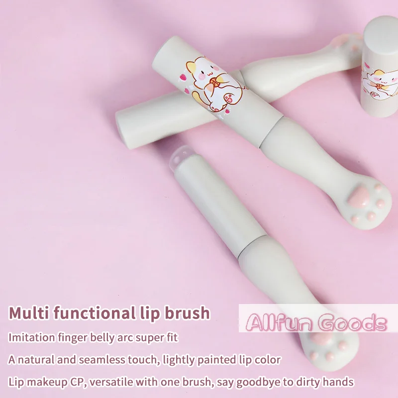 Silicone Lip Brush With Cover Angled Concealer Brushes Lip Balm Lip Gloss Angled Head Concealer Brushes Cat Paw Make Up Brushes