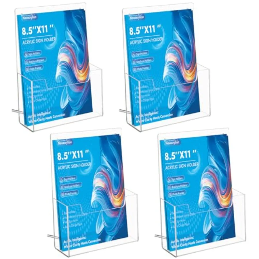 

Акриловый держатель для брошюр Настенное крепление 8,5x11 Прозрачная складная стойка Съемный магнитный стержень Легко носить с собой конструкция для настенного или настольного дисплея