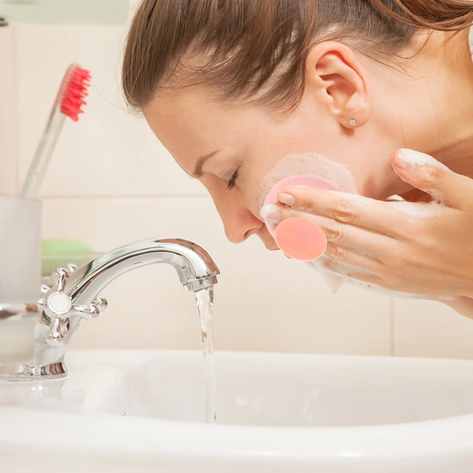 Purificador facial de silicone macio 2 em 1, design destacável, limpeza profunda dos poros, esfoliante manual para mulheres, cuidados diários com a pele, rotina