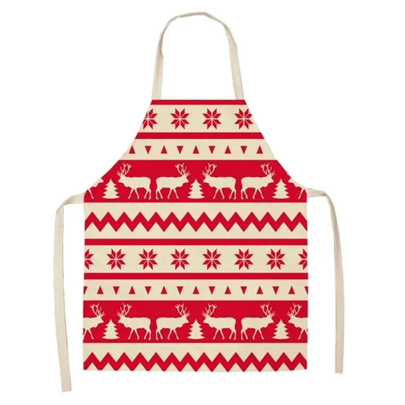 Parent child apron Christmas apron Santa Claus Christmas tree Elk bell printed linen holiday apron