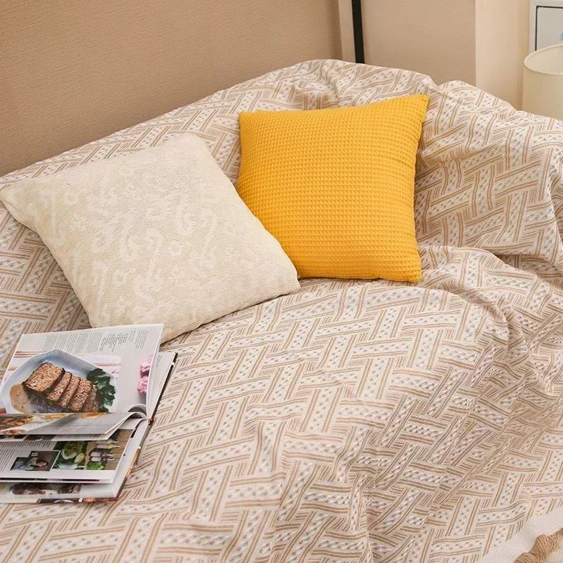 Picnic Blanket WithTassel Knitted Sofa Throw Blanket Decorative Nordic Travel Outdoor Mat Manta Picnic Bedspread on The Bed 담요