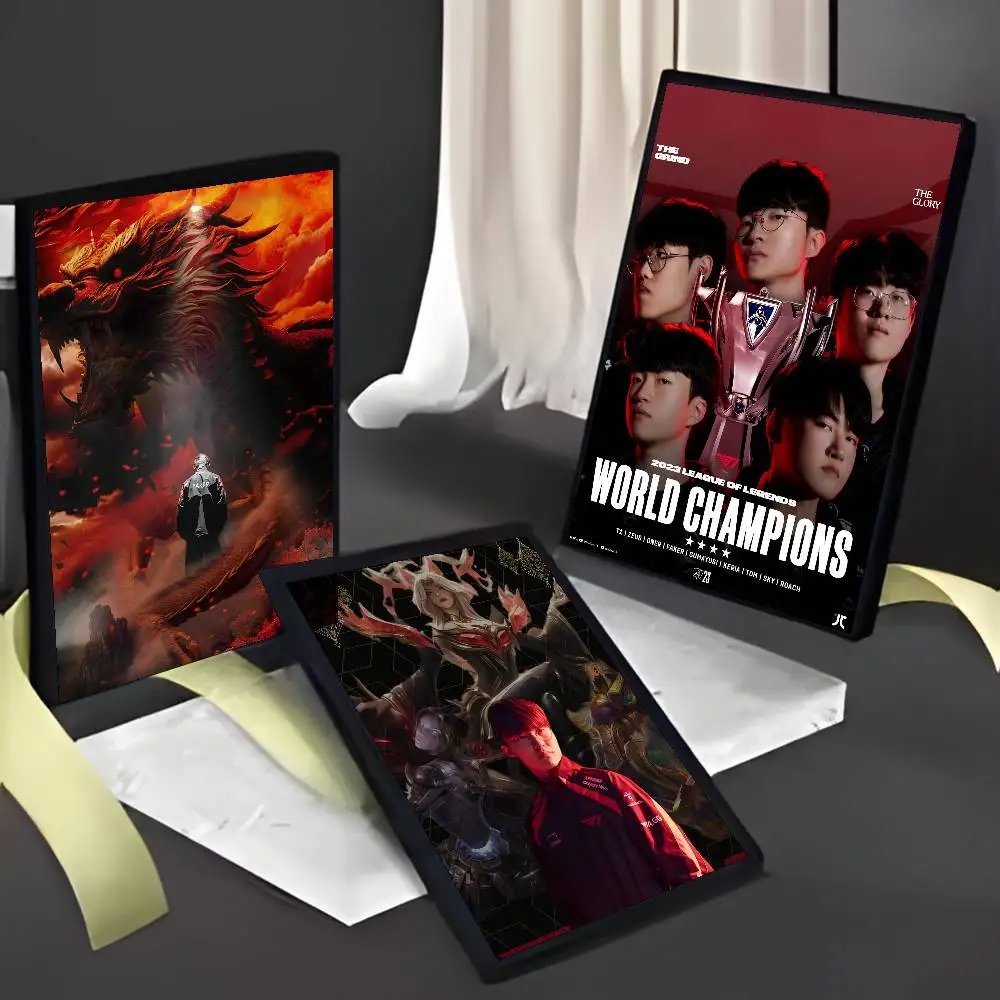 Faker LOLS SKT T1 Five Champion Poster HD art sticky wall waterproof home living room bedroom aesthetic decoration