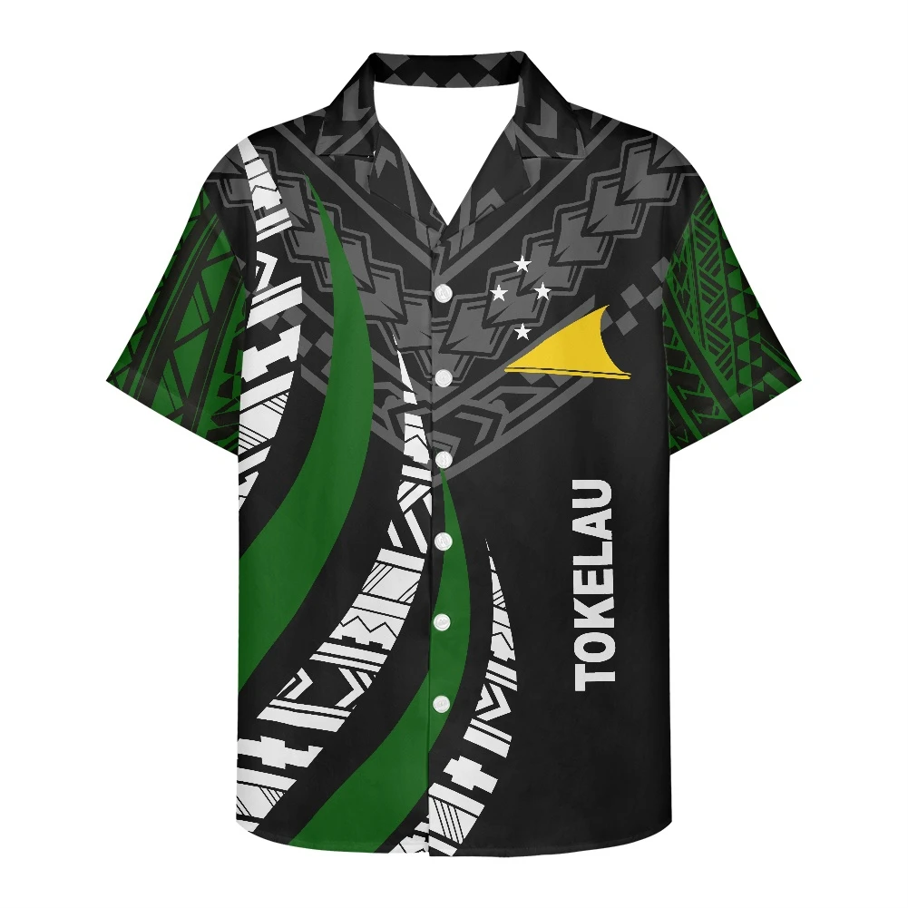 

TOKELAU Beach Shirts Men 2022 Short Sleeve Button Down Traditional Polynesian Shirts Summer Fashion Printed Clothes