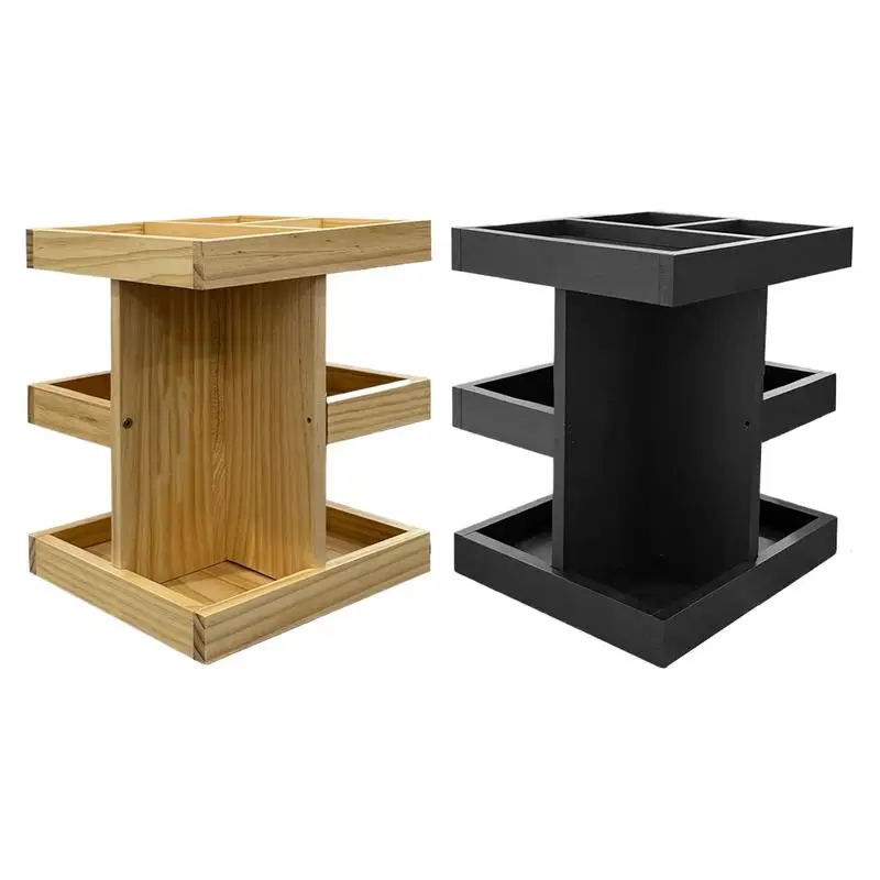 

Вращающаяся полка для макияжа, органайзер, модная деревянная коробка для хранения косметики на 360 градусов, держатель для кистей, футляр для ювелирных изделий, принадлежности для домашнего хранения