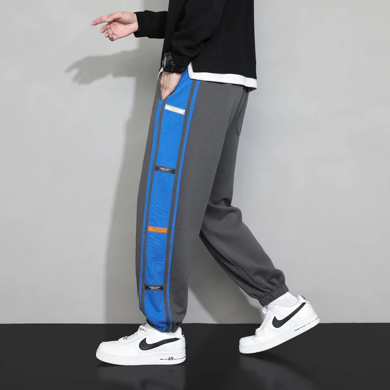 

Классические свободные модные теплые повседневные спортивные штаны, дышащие мужские брюки на шнурке, весенне-осенние мужские прямые новые спортивные брюки для бега