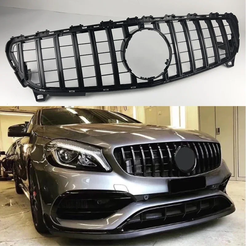 

Auto Grill For mercedes A class W176 GT GTR Grille A180 A200 A260 A45 2016+ Front Racing Grille without emblem