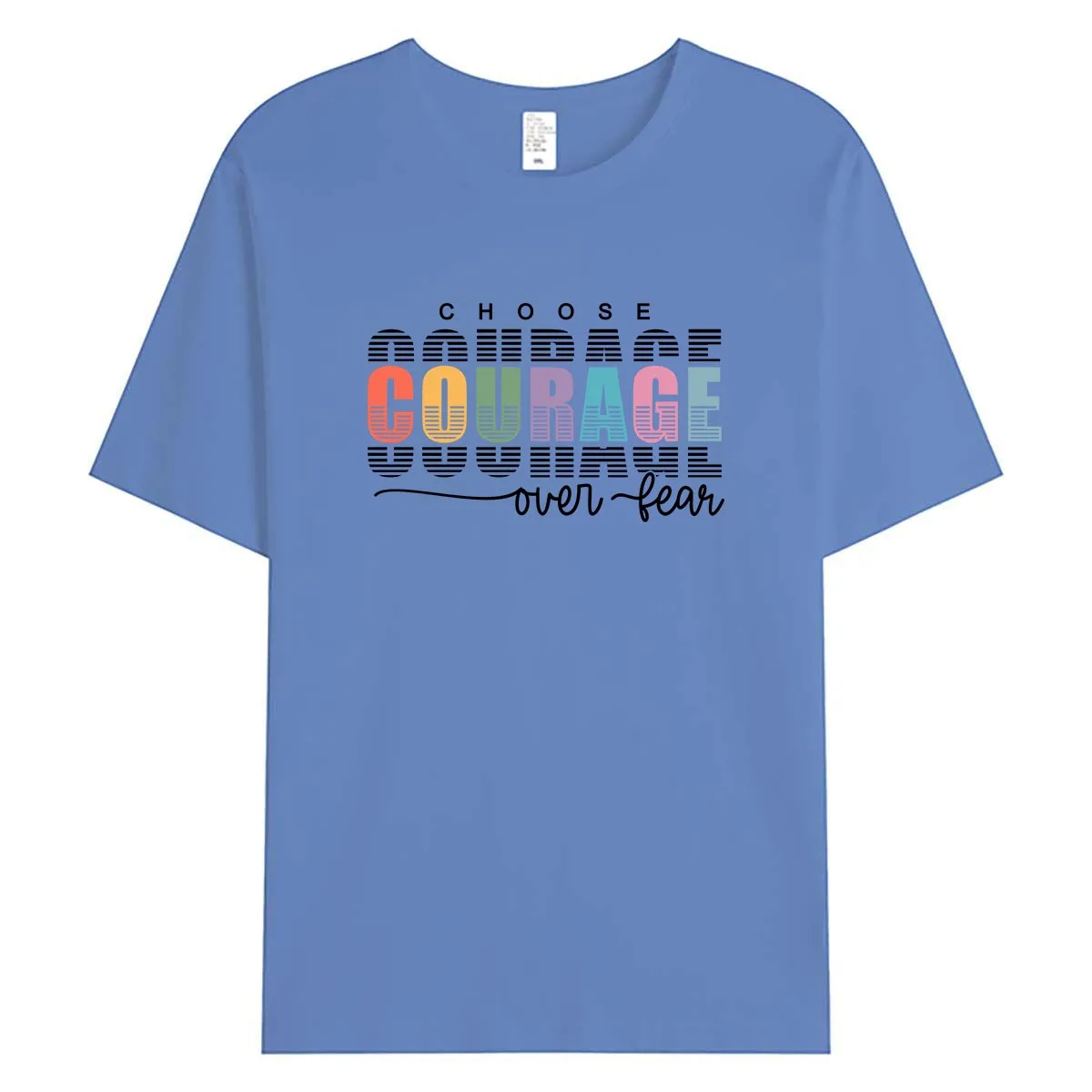Choose Courage Over Fear Inspirational Women T-Shirt Retro Colorful Typography Graphic Tee Motivation Summer Cotton Tops