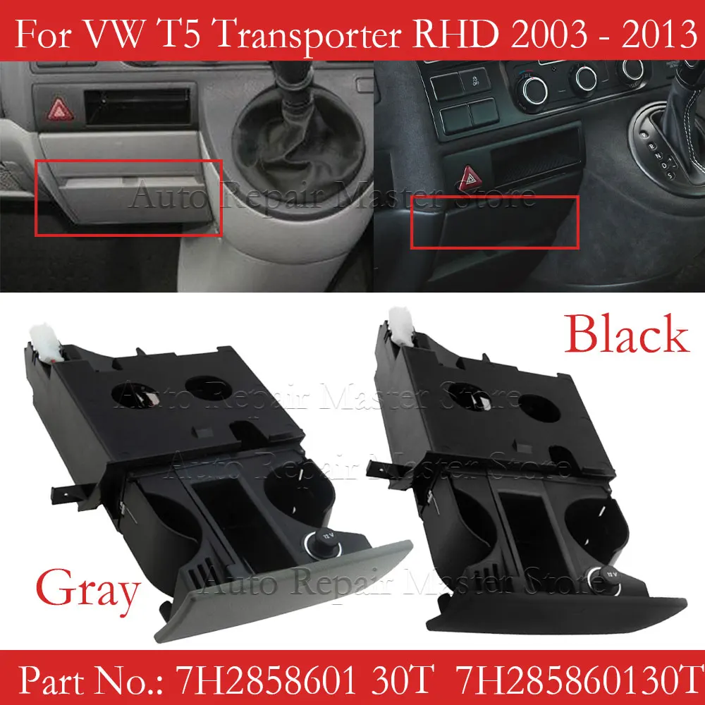 

Front Drink Water Cup Drink Holder Ashtray Cup Holder Stand Cup Coin Holder Black RHD 7h285860130t For VW T5 Transporter