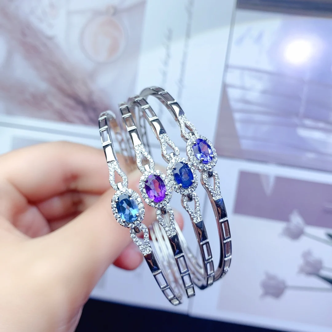 

Natural Topaz Amethyst Tanzanite Bracelet 925 Sterling Silver Pure exquisite fashion women's jewelry exquisite wedding jewelry