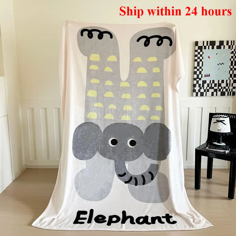 

2025 milk fleece flannel blanket cartoon animal large version print casual blanket office nap casual blanket