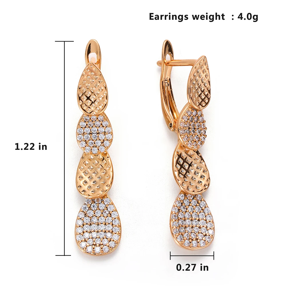 Long French Style Water Drop Earrings Inlaid Zircon Luxurious Exquisite Fashion Women’s Daily Wear Jewelry Accessories Gifts