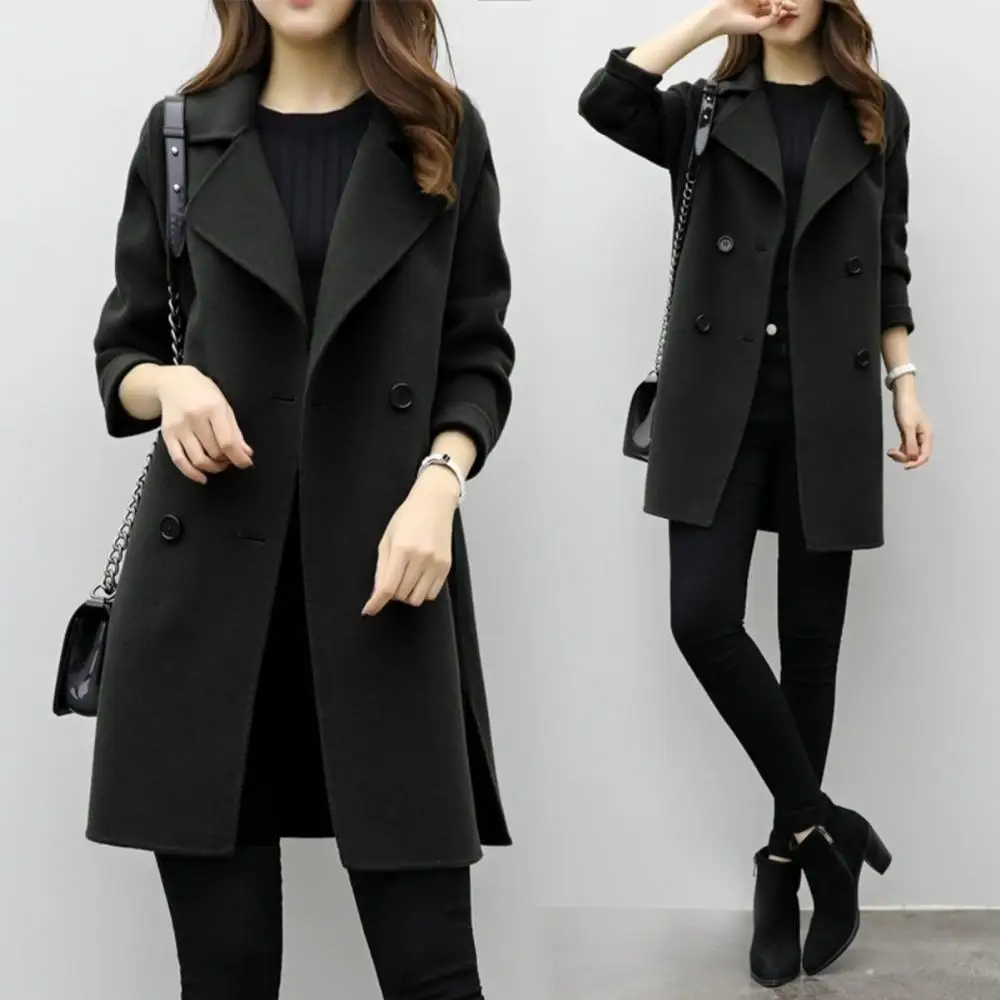 2023 Autumn and Winter Temperament Women\'s Woolen Coat Women\'s Slim Fit Mid length Woolen Coat