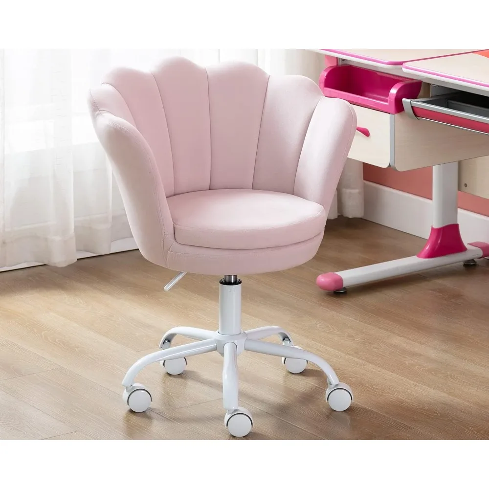 

Cute Kids Desk Chair,Velvet Bedroom Chair Adjustable Child Computer Chair Swivel Shell Vanity Chairs for Girls Bedroom/Study Ro