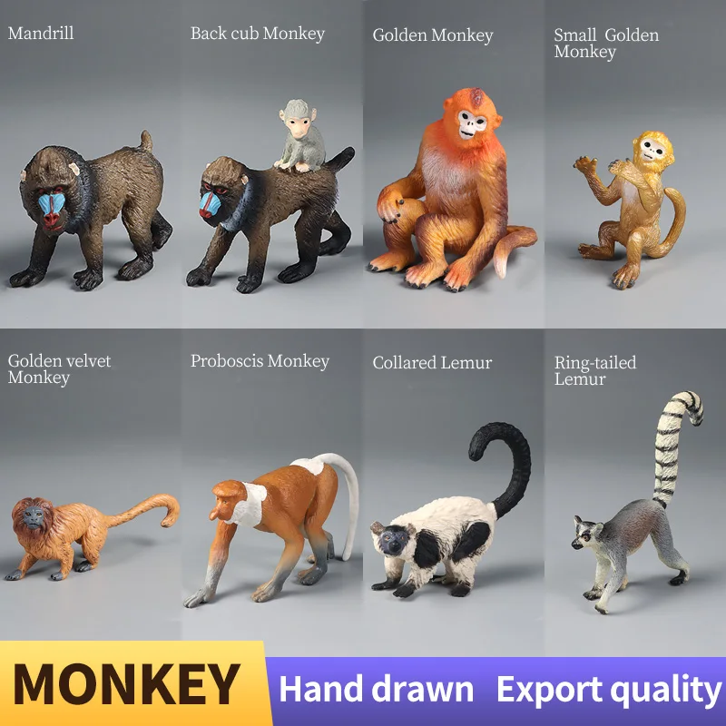 مجموعة شخصيات محاكاة القرد الذهبي شان كوي للحيوانات البرية - لعبة نموذجية صلبة لتزيين هدية للأطفال