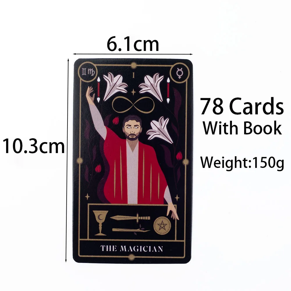 Tarot Magick Deck with Guidebook 10.3x6.1 cm Color Edged Cards For Beginners English Visions Divination Edition Deck Board Game