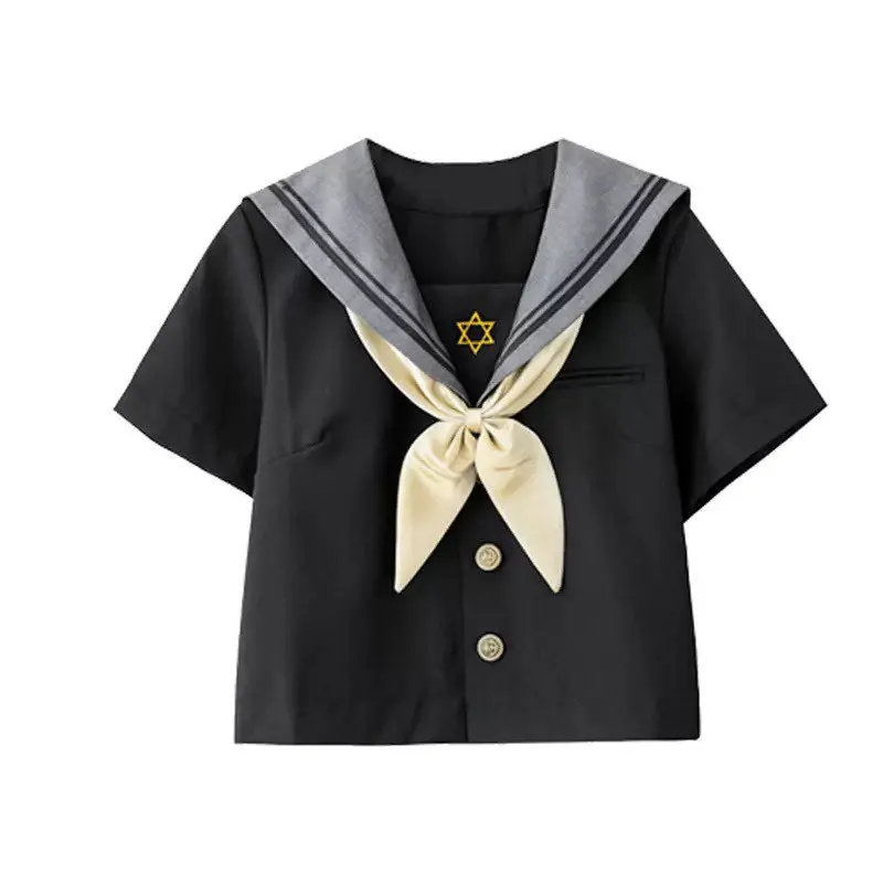 Abiti scolastici di grandi dimensioni S-5XL Anime Form College Middle High School Girls Nero Jk Uniforme con cravatta Gonna a pieghe Abito da marinaio