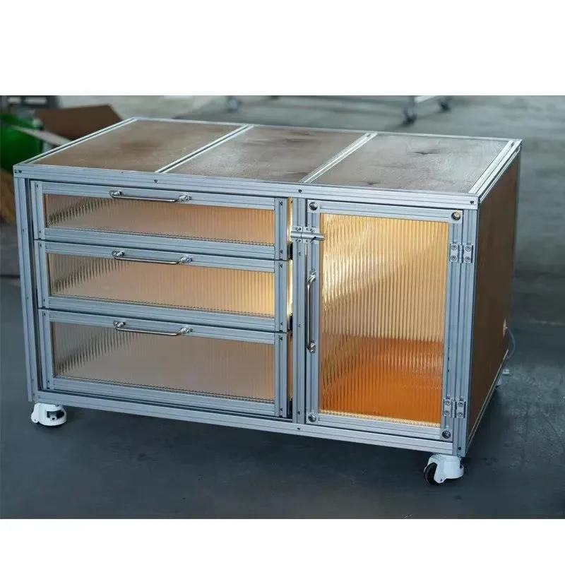 Industrial Style Aluminum Multi Layer Drawer Locker with Wheels Removable Cabinet Glass Door