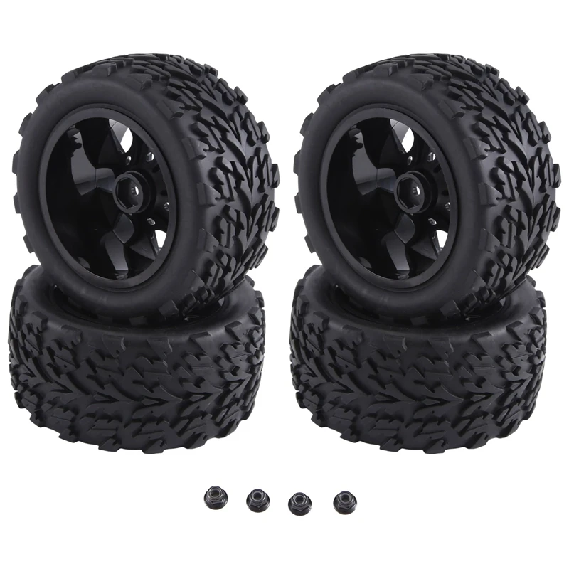 12Mm Hex 1/10 RC Truck Wheels And Tires For Traxxas Rustler 2Wd 4X4 VXL Redcat ,A Easy Install