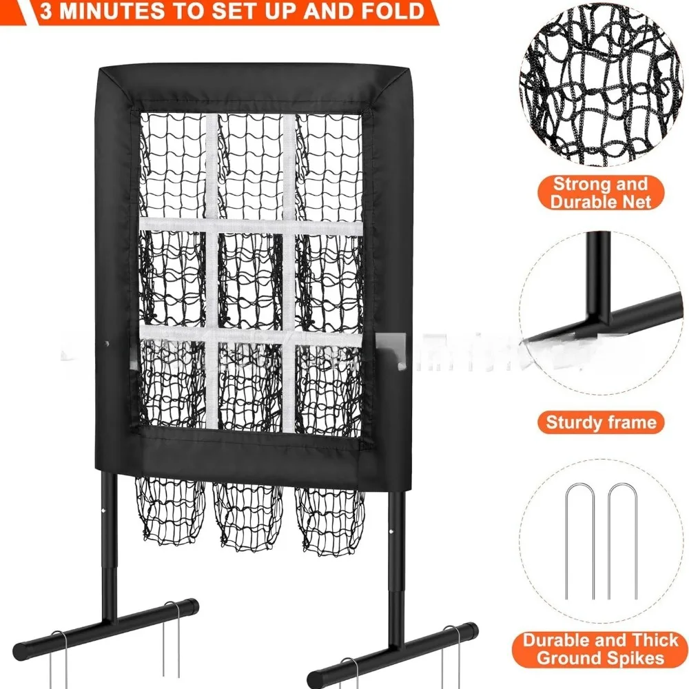 هدف رمي ذو 9 فتحات، شبكة رمي البيسبول ذات 9 فتحات، هدف درجة معدات مساعدة التدريب شديدة التحمل، هدف رمي البيسبول