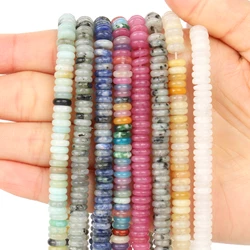 6x2mm Flat Round Natural Stone Amazonite Labradorite Agate Bead Rondelle Disc Loose Beads for Jewelry Making DIY Bracelet 15''