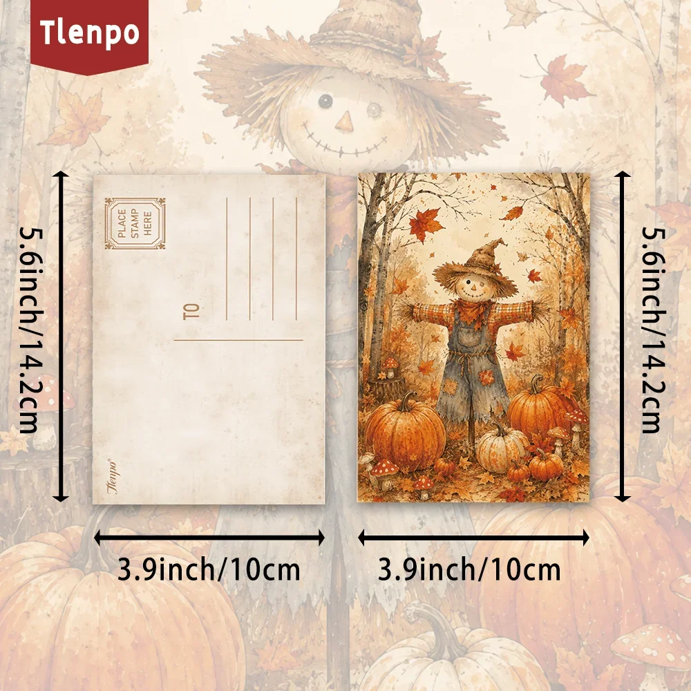 32pcs, Autumn Pumpkin postcards, wall stickers, mailing cards, greeting cards, DIY postcards, Back-to-school season.