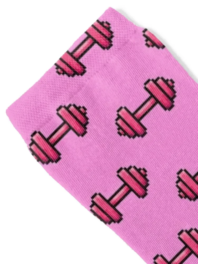 Barbell Workout Pink Pixel Art Icon Socks ankle Running Socks Man Women's