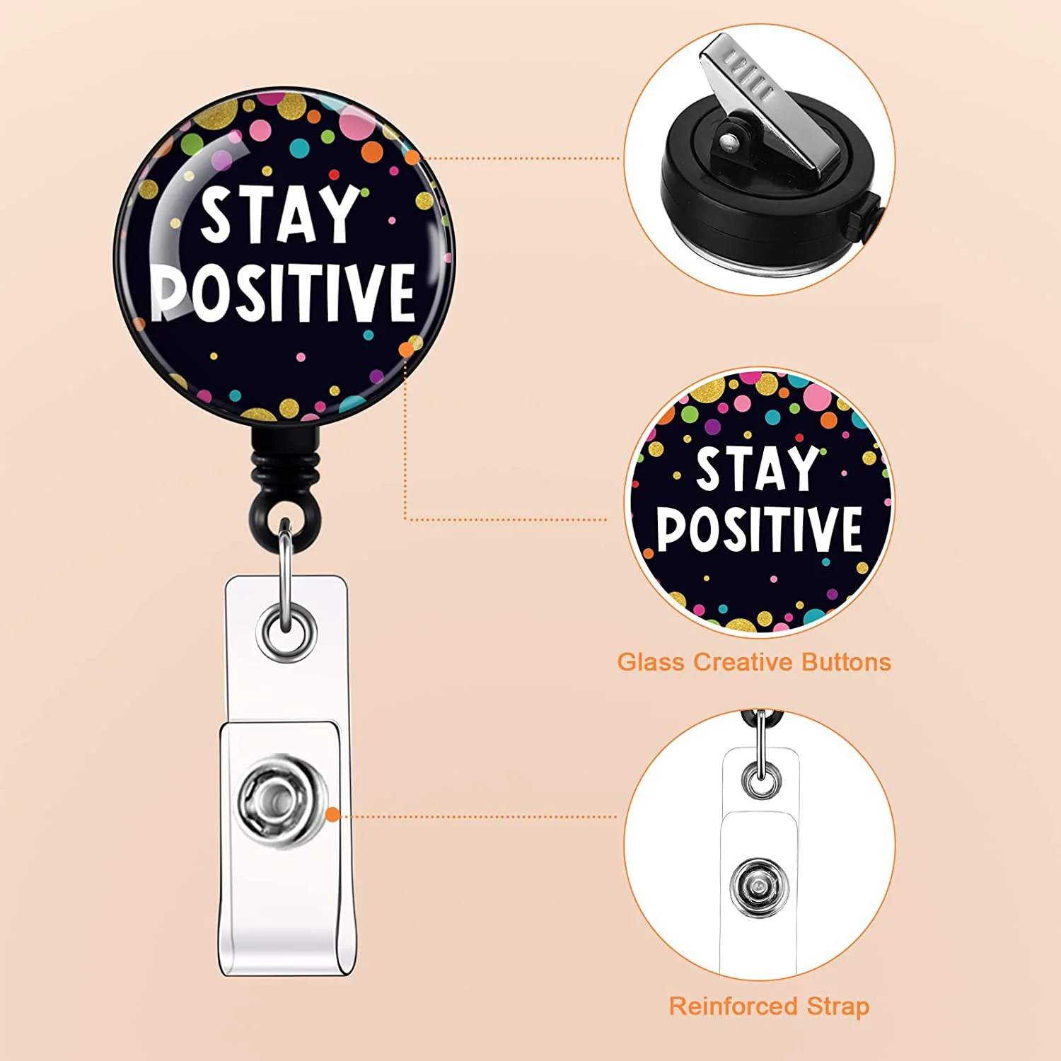 10 Pieces Badge Reel with Motivation Quotes Retractable ID Badge Holder Inspirational Badge Reels with Clip