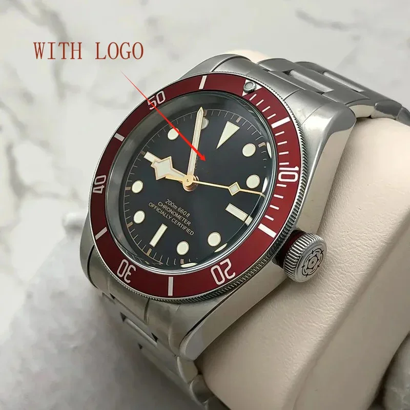 WITH LOGO Biwan Series M79230R-0012 Mechanical Watch Mens Watch Small Red Shield Waterproof Watch Silver Stainless Steel Strap