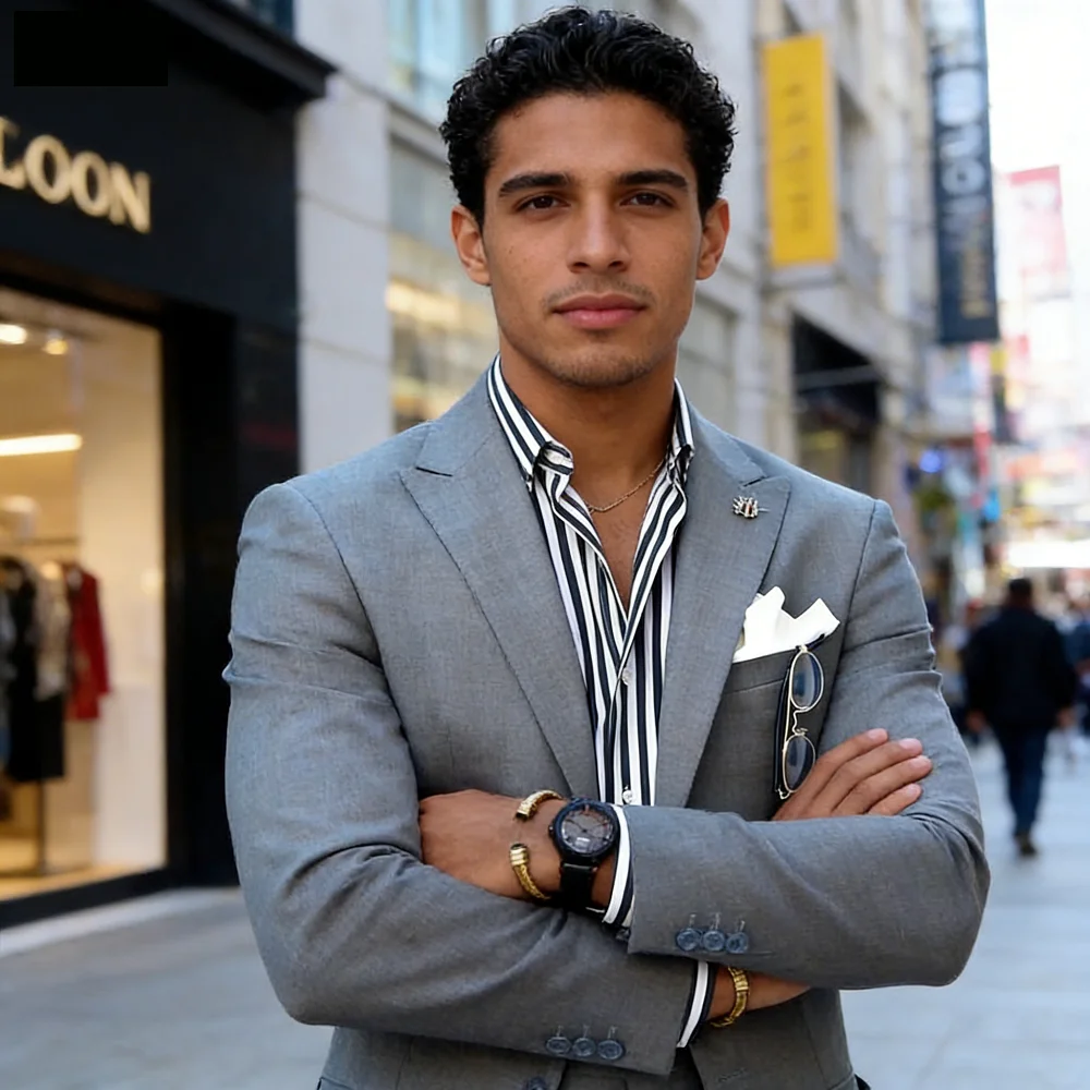 

Men's Blazer And Lapel Peak Jacket Set Casual Godfather Raso Coat Business Ternos Two-Piece Suit Justa Jaqueta