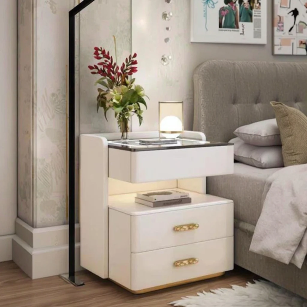 Heißer Verkauf moderner Luxus-Nachttisch, intelligenter Nachttisch mit kabelloser Aufladung für Schlafzimmer und Krankenhausgebrauch