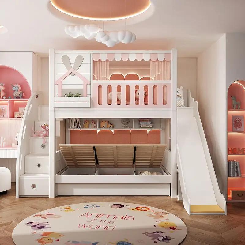Children up and down bunk bed girl boy princess bed tree house high and low child mother bed sibling