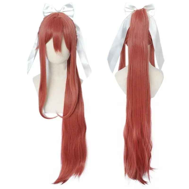 

Ladies Party Wig Long Straight Ponytail Brown Orange Synthetic Women Wigs