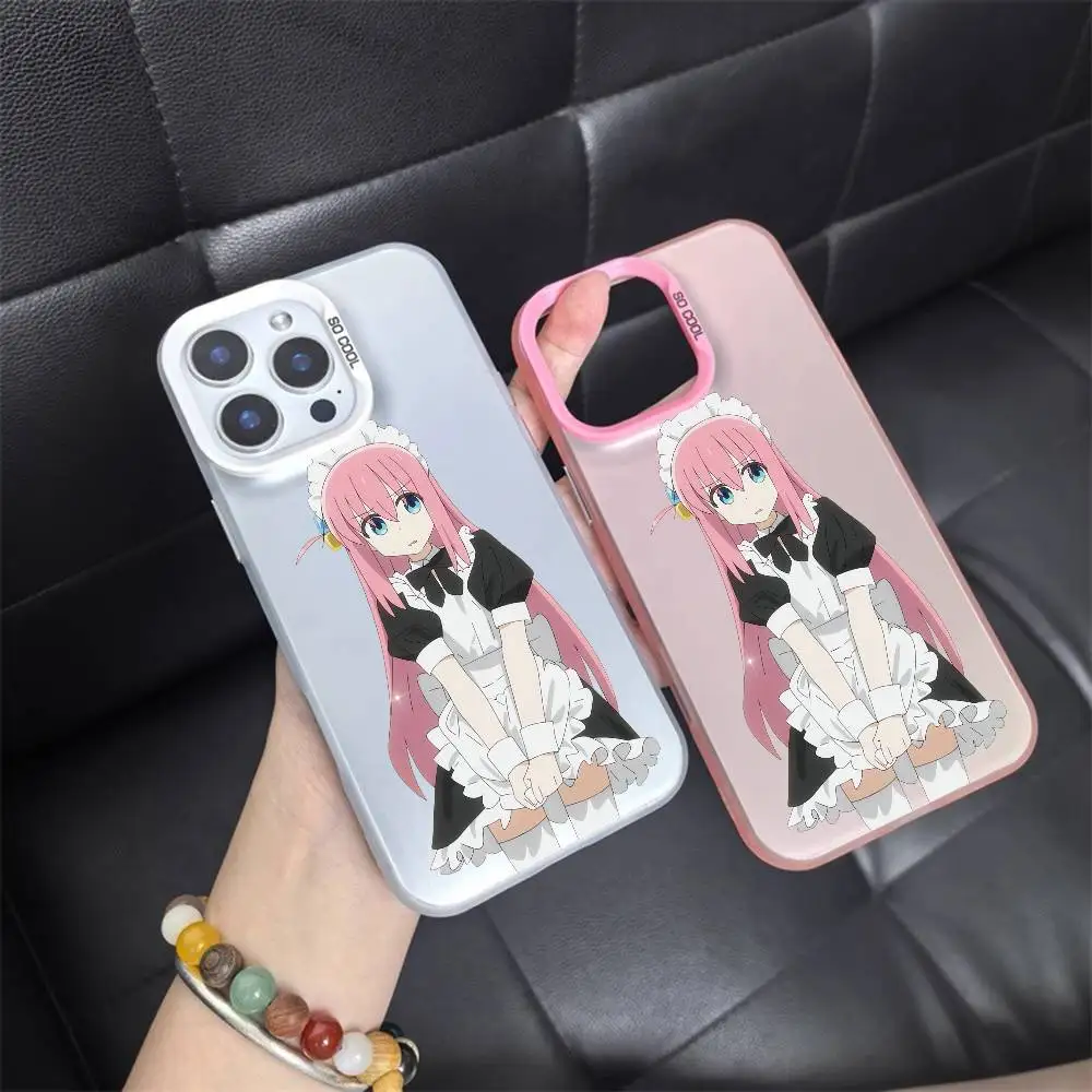 1 قطعة Gotou Hitori Bocchi أنيمي جراب هاتف الليزر IMD اللون الفضي شل آيفون 17 16 15 14 13 12 11 الهواء برو ماكس زائد