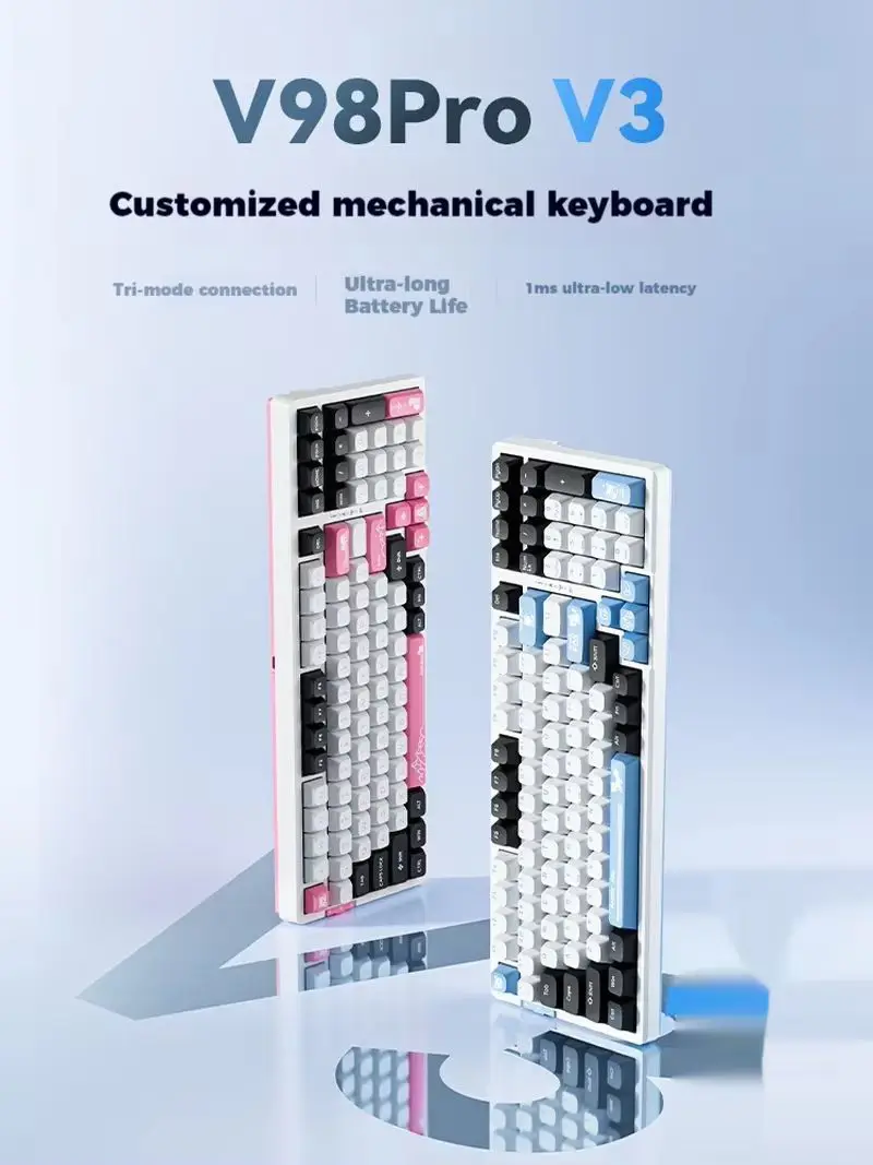

New VGN V98pro V3 Wireless Three Mode Customized Mechanical Keyboard 10000mah Battery Gasket Structure Esports Game Keyboard