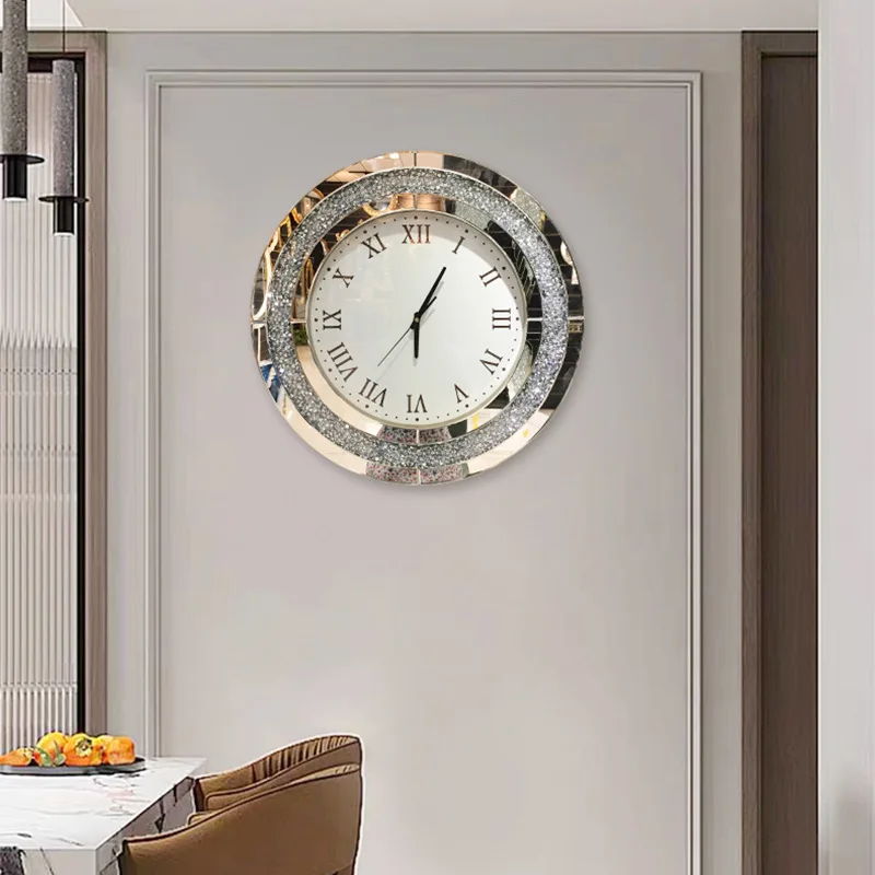 

Wall-mounted decorative electronic clock fashion simple glass wall clock light luxury creative clock living room