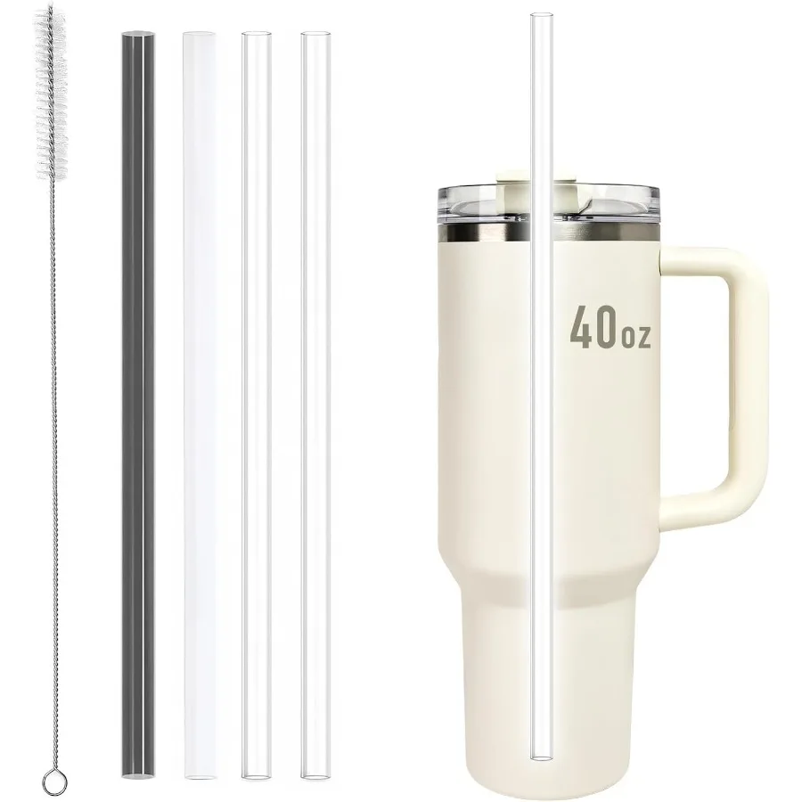 

4 Pack Reusable Straws for Stanley Cup 40 64oz 30 oz Replacement for Stanley StrawFood Grade BPA Free Clear Clear White Black 4