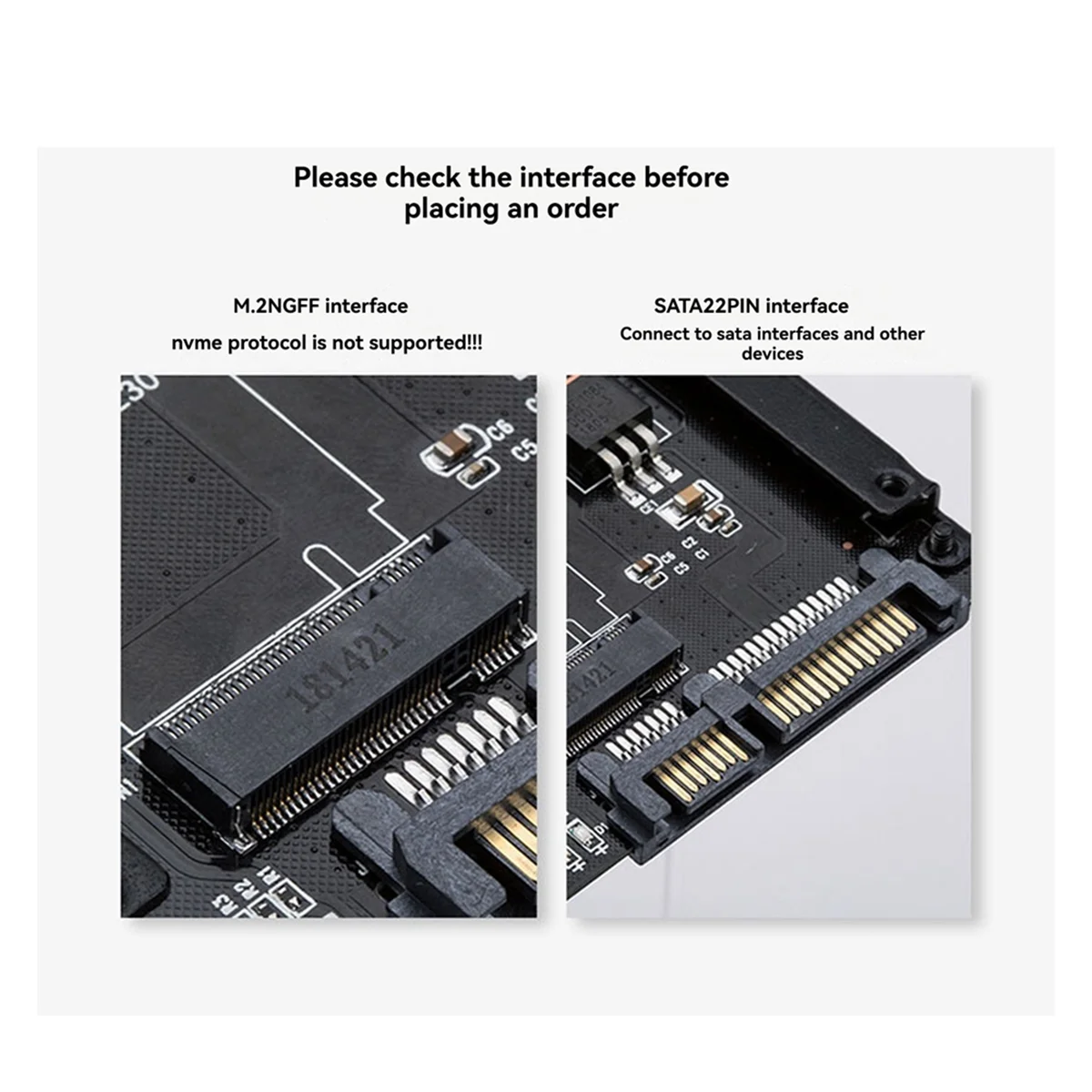 بطاقة محول M.2 إلى SATA، محول واجهة M.2 NGFF SSD ثنائي المنفذ، لمقاسات 2230-2280 M2 SSD