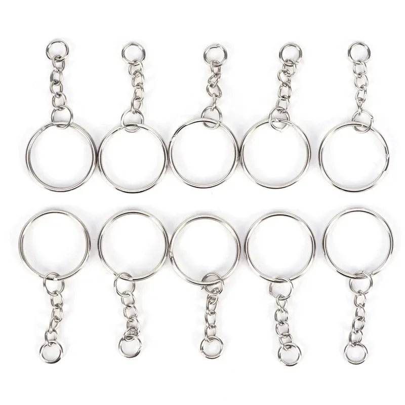 Verzilverd Metaal Lege Sleutelhanger Sleutelhanger Split Ring Keyfob Sleutelhouder Ringen DIY Sleutelhangers Sleutelhangers Karabijnhaak Veel 10-50 Stuks