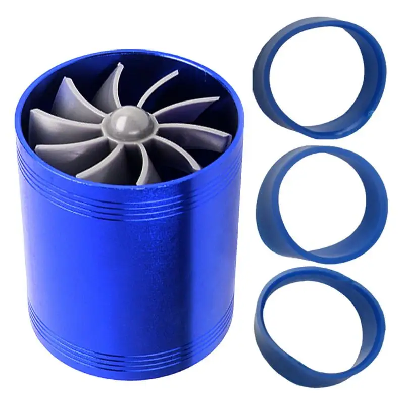 For Turbine Air Intake Turbonator Turbo Charger Engine Intake Turbo Parts Aluminum Double Fan Engine Turbocharger Energy Saver