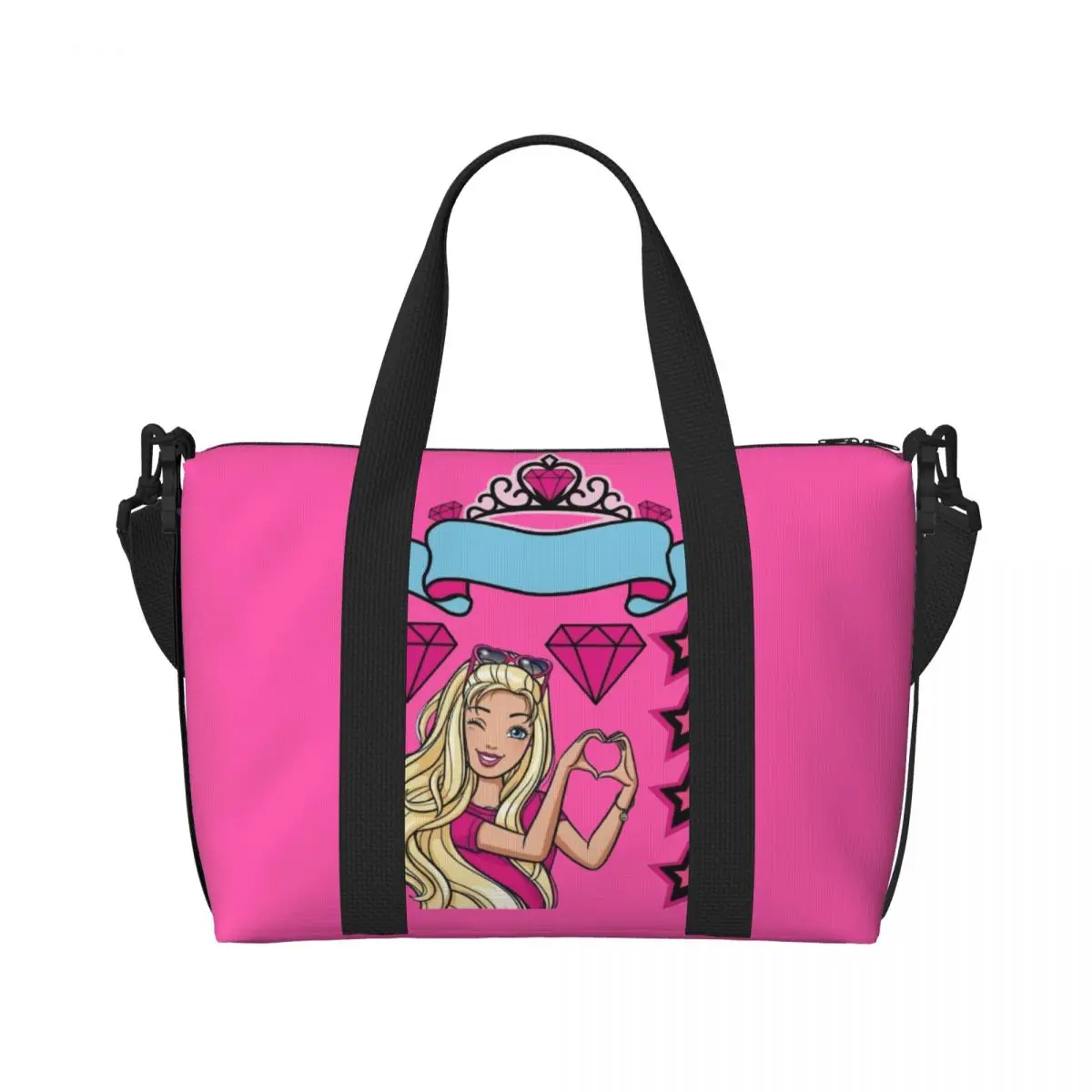 Custom Barbie Princess Grocery Shopping Tote Bag Women Big Capacity Barbie Cartoon Beach Gym Travel Bags